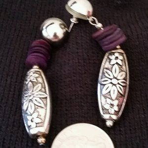 Vintage Purple and Silver Drop Earrings